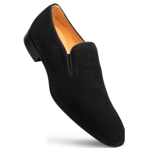 Mezlan Crespi Venetian Loafers Men’s 10M Black Glass Suede Slip-On Dress Shoes main image 4